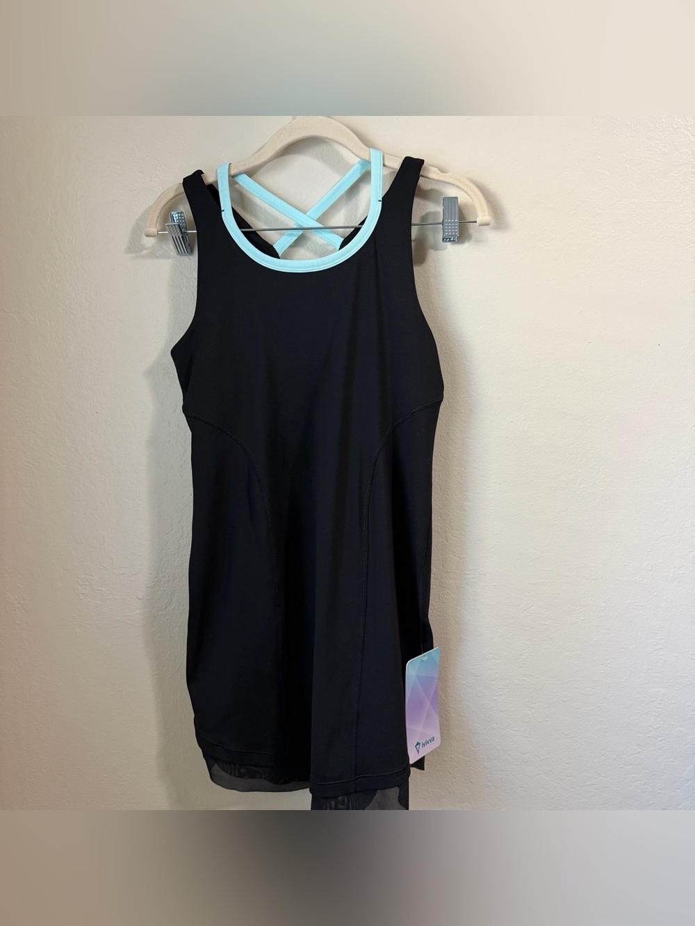 NWT Ivivva By Lululemon Give It Your All Tennis Dress Black Aqua Girls Sz 14